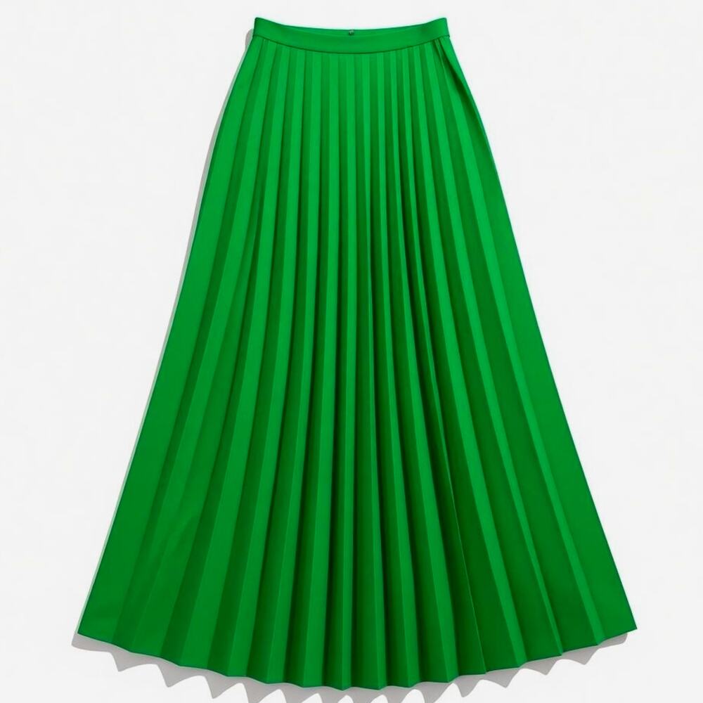 Vtg 60s Beverly Paige Green Accordion Pleated Full Circle Maxi Skirt Wool Boho S